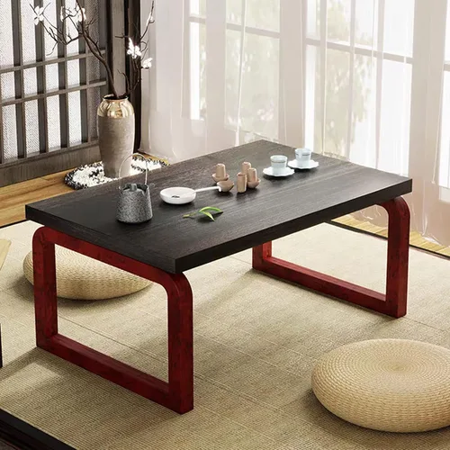 Vista 2 de Mesa de centro plegable de madera Flodable para computadora portátil, mesa de té baja Mesa de picnic de té, mesa de centro plegable de madera