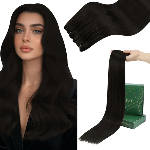 Vista 34 de Ugeat Extensiones de cabello humano de trama de mariposa, color negro, 16