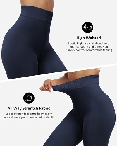 Vista 9 de NORMOV - Leggings con forro de vellón cálido para mujer, de invierno, mallas gruesas, de terciopelo, térmicas