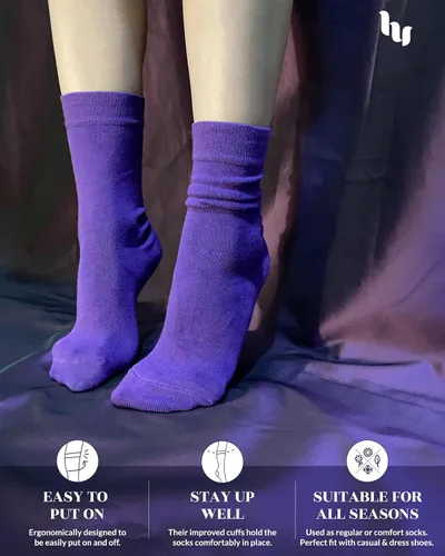 Vista 4 de Hugh Ugoli Womens Soft Bamboo Dress Socks, Thin Crew Socks for Business, Trouser, Casual,Non-Binding, Breathable,3-6Pairs