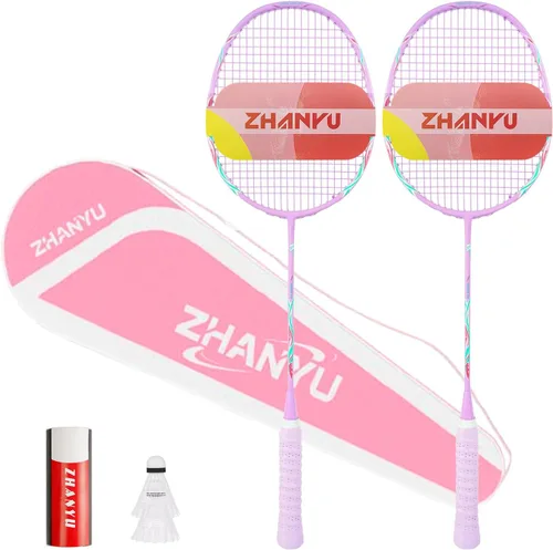 Vista 8 de Raquetas de bádminton, juego de raquetas de bádminton, ofensivas y defensivas, raqueta de entrenamiento profesional ultraligera de carbono compuesto
