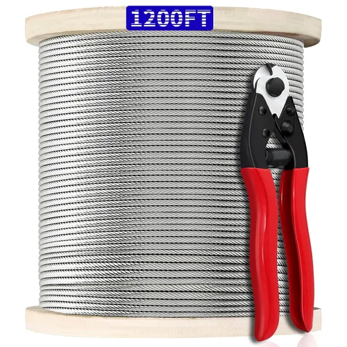 Vista 8 de 1000FT 1/8" T316 cable de acero inoxidable, cable de avión de cuerda de alambre para kit de barandilla de cable de cubierta, construcción de 7 x 7