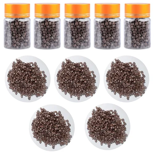 Vista 8 de 2500 extensiones de cabello con microenlaces, cuentas forradas de silicona de 0.197 in para extensiones de cabello humano con punta I Tip