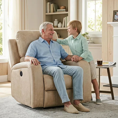Vista 2 de HAOMARKETS Silla reclinable eléctrica, sofás reclinables de piel sintética suave con respaldo acolchado, sofá reclinable individual superrelleno