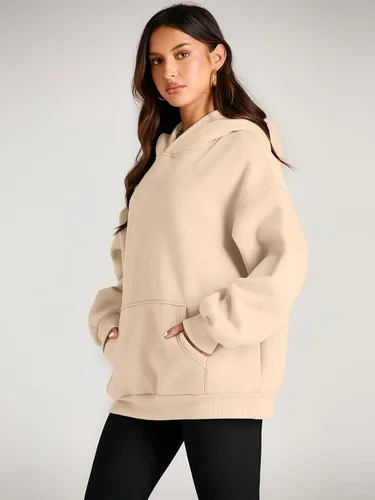 Vista 3 de EFAN - Sudadera con capucha para mujer - Sudadera de vellón sobredimensionada con mangas largas para otoño e invierno, ropa de moda inspirada