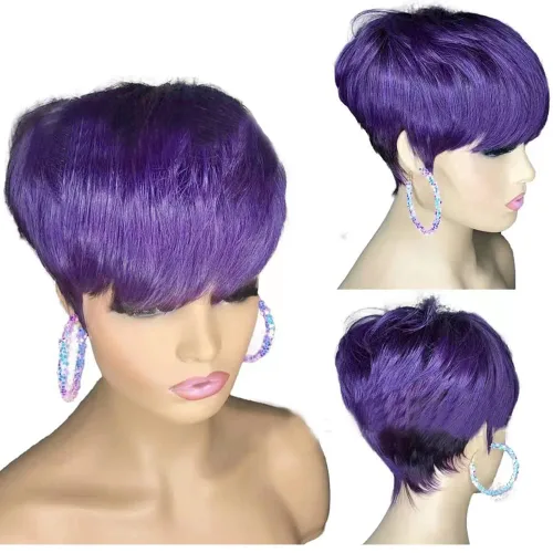 Vista 5 de FCHW - Pelucas de pelo corto para mujer, corte Pixie, pelucas brasileñas, corte Pixie para mujer, pelucas cortas con flequillo, peluca en capas