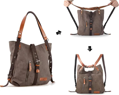 Vista 5 de SHANGRI-LA - Bolso de mano para mujer, estilo informal, para escuela, mochila convertible.