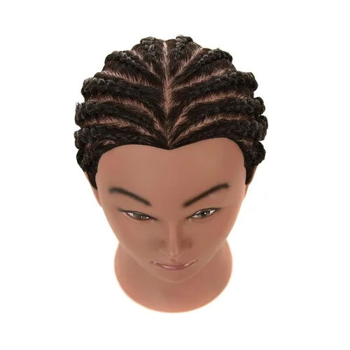 Vista 4 de RIHANNAHAIR - Cabello humano 100% real estilo afro, incluye cabeza de maniquí para peluquería: prácticas de estilismo, trenzado, rizado, estilizado