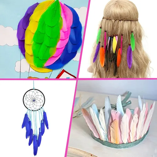 Vista 5 de TOAOB - 250 plumas de ganso coloridas para manualidades de 4 a 6 pulgadas, plumas a granel para disfraces, joyas, boda, hogar, fiesta, decoración