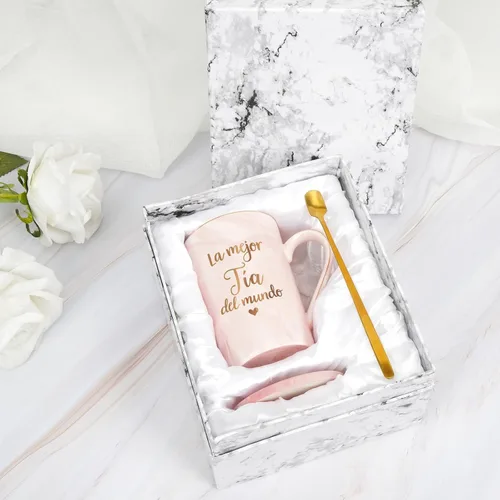 Vista 8 de Maustic Best Aunt Gifts - Taza de café La Mejor Tia Del Mundo, regalos de sobrina sobrino en español, Navidad, Día de la Madre, regalo para tia, 14