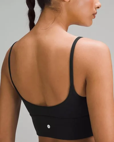 Vista 4 de QUEENIEKE Buttersoft - Brasier deportivo para mujer, con soporte ligero, copa AB, acolchado, espalda cruzada, de bajo impacto, tirantes delgados