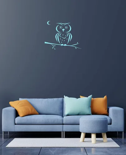 Vista 6 de Owl Bird in Tree Branch Moon for Hood Decor Removable Stylish Sticker Unique Design Any Vehicle tk50 (15in x 12in, grey)