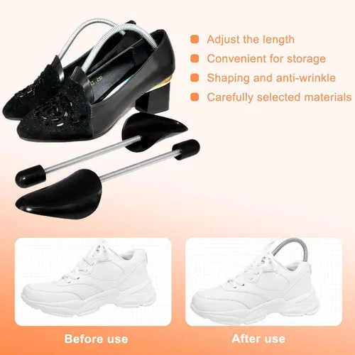 Vista 7 de Plástico práctico hombres y mujeres portátil tradicional zapato árbol tallador arranque titular camilla con tensión primavera bobina negro, Negro