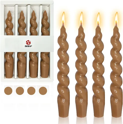 Vista 17 de SM101 - Vela cónica roja, velas en espiral de 10 pulgadas, velas largas cónicas sin goteo para cena, mesa de comedor, boda, fiesta, fiesta, Rojo
