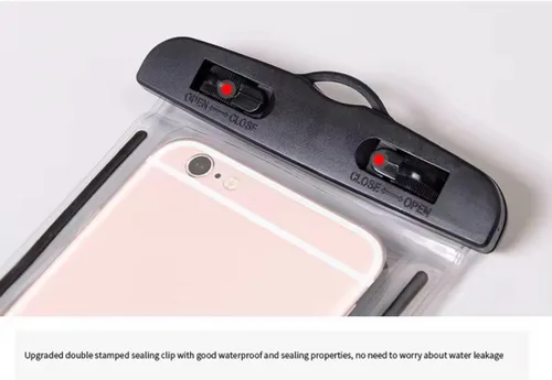 Vista 3 de Funda impermeable para teléfono con cuerda para colgar, funda universal para teléfonos inteligentes, doble sellado, pantalla táctil transparente