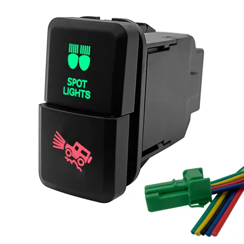 Vista 22 de Compresor de aire y Interruptor de botón doble de bloqueo de diferencial trasero para Toyota Tacoma Prado Fortuner Hilux 39mm X 21mm