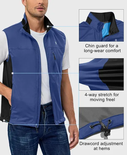 Vista 5 de Little Donkey Andy Chaleco Softshell para hombre, ligero, resistente al Azul Tinta*