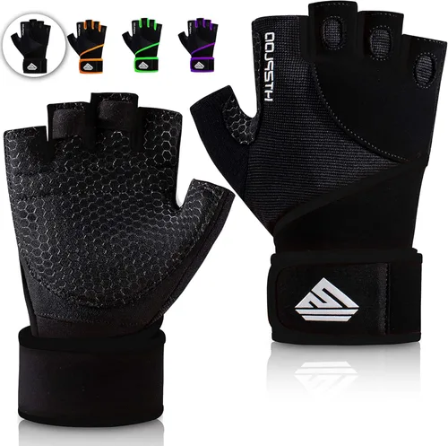 Vista 13 de Guantes de Entrenamiento Guantes de Gimnasio Guantes de Levantamiento de Pesas para Hombres y Mujeres con Almohadilla Completa en la Palma, Soporte