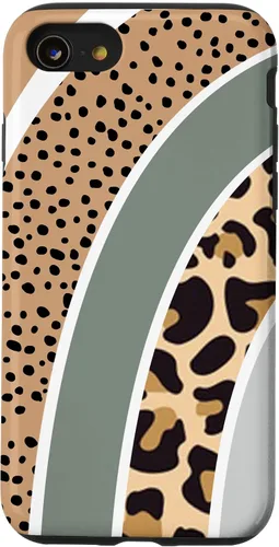 Vista 18 de Boho Burnt Orange Half Rainbow with Dotted Pattern Leopard Case for iPhone 17