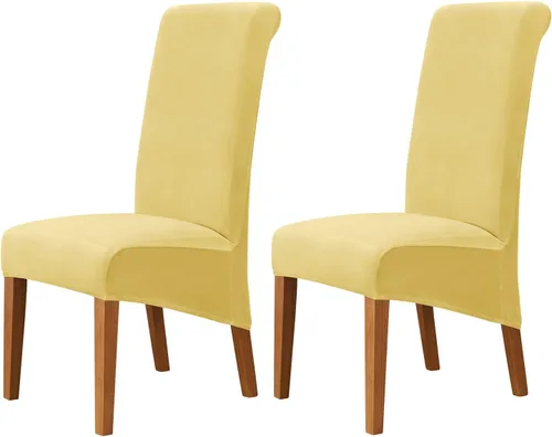 Vista 48 de Juego de 2 fundas de terciopelo para sillas de comedor, color beige, fundas elásticas para sillas de comedor y cocina, reutilizables, protector