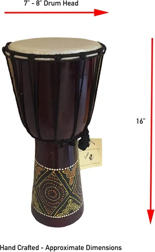 Vista 11 de JIVE Tambor Djembe – Tambor de mano africano Bongo Congo de 12 pulgadas – Instrumento de percusión de madera maciza con cabeza de piel de cabra