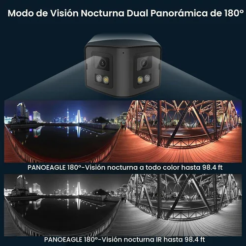 Vista 3 de PANOEAGLE Cámara de seguridad IP PoE de doble lente de 4 MP para exteriores con gran angular panorámico de 180°, visión nocturna a