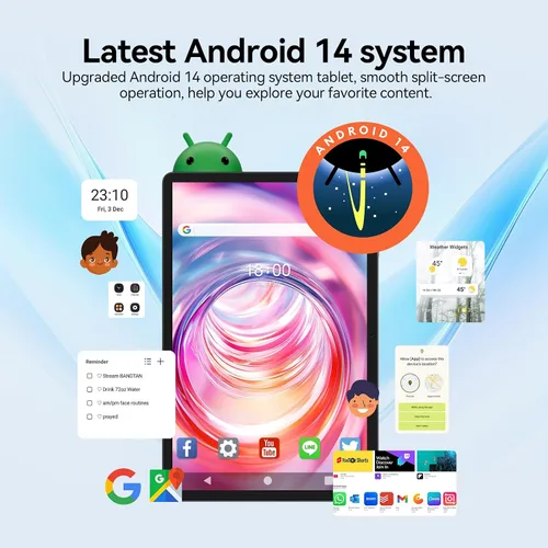 Vista 3 de Tablet Android 14 2025, tabletas de 11 pulgadas con celular dual 4G, 128 GB+16 (8+8 expandir) GB, procesador Octa-Core con cámaras HD duales de 13
