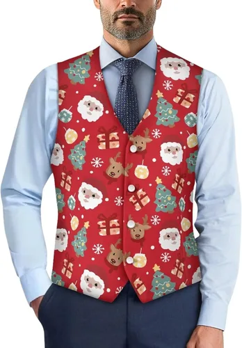 Vista 30 de TODIYADDU Single Breasted Sleeveless Vest for Men Tuxedo Vest Mushroom