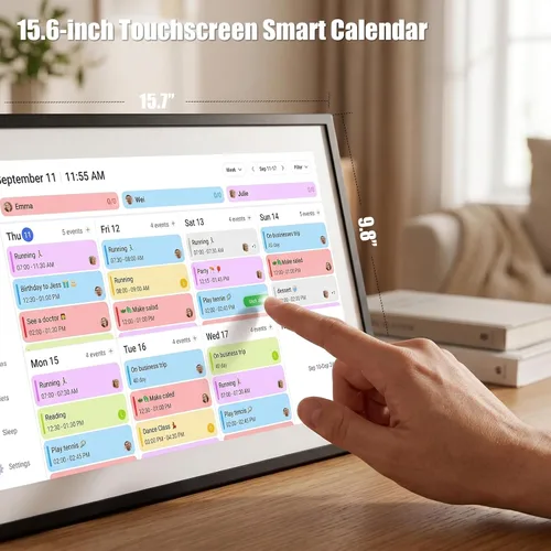 Vista 6 de LOOFII Calendario digital inteligente de 15.6 pulgadas – Calendario de pantalla táctil Full HD de 1920 × 1080 y planificador familiar con tabla