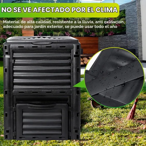 Vista 7 de F2C Contenedor de Compost de Jardín de Material Libre de BPA - 80 Galones (300 L) Contenedor de Compost Grande con Aireación Caja de Compost