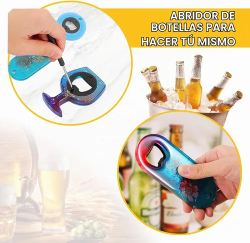 Vista 3 de Juego de 50 abridores de botellas DIY - Insertos de abridor de metal de acero inoxidable para madera (negro)