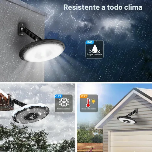 Vista 6 de ropelux - Luces solares para interiores y exteriores, 3000 lm, regulables, 5 modos (2 para iluminación durante todo el día), sensor de movimiento