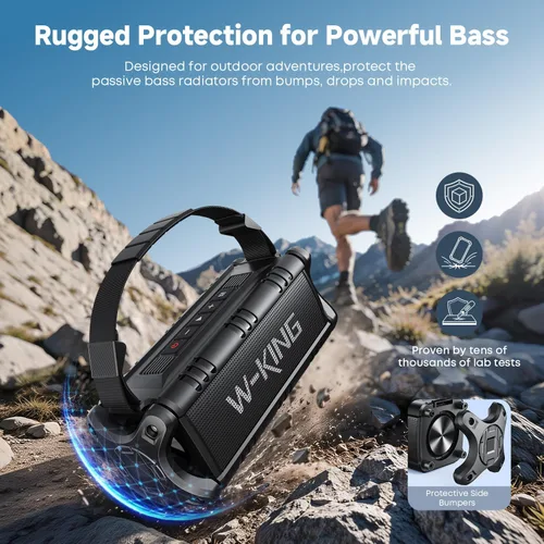Vista 7 de W-KING - Altavoz Bluetooth, potente altavoz Bluetooth de 50 W, resistente al agua, gran altavoz portátil para exteriores inalámbrico para graves