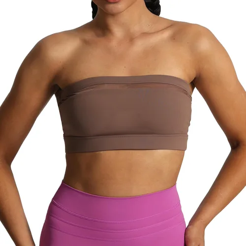 Vista 4 de Aoxjox Sujetador deportivo de malla sin tirantes para mujer, para entrenamiento, fitness, correr, yoga, ombliguera
