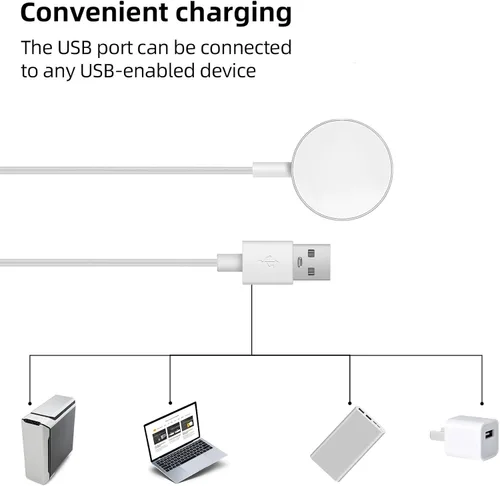 Vista 6 de Compatible con cargador Gabb Watch 3/3e, cargador magnético con cable USB de 3.18 pies, accesorios para reloj inteligente (blanco)