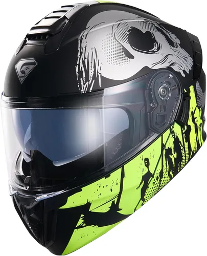 Vista 15 de KYPARA Casco modular de doble visera abatible de cara completa para motocicleta con certificación DOT de impresionismo