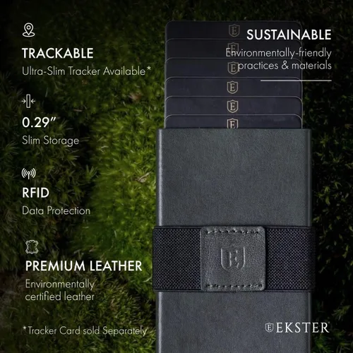 Vista 5 de Ekster Senate - Cartera de cuero para tarjetas - Bloqueo RFID - Acceso rápido a la tarjeta, Verde (Juniper Green), Cartera delgada