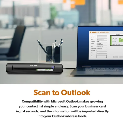Vista 3 de AMBIR TravelScan Pro - Escáner portátil de documentos, tarjetas de presentación y recibos - Alimentado por USB para PC con Windows con funda