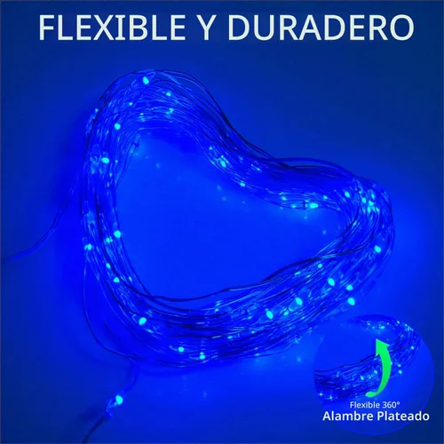 Vista 5 de Tira de luces solares azules de Navidad al aire libre impermeables, 2 paquetes, total 200 LED, 20.1 m, 8 modos, luces de hadas de cobre para Blue2