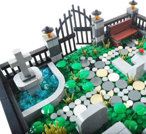 Vista 7 de Juego de mini ladrillos embrujados de Halloween, juego de cementerio, bloques de construcción, arquitectura, ladrillos de construcción, juego de #1
