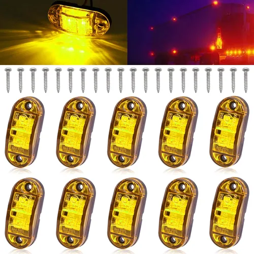 Vista 6 de Tnisesm 6 Piezas Luces LED para Remolque de 2.5 Pulgadas 2 Diodos Impermeables Luces Marcadoras Laterales Ovales de Señales y Circulación para Ámbar