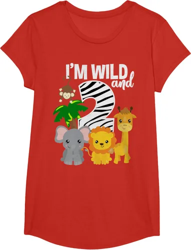 Vista 51 de Camiseta de cumpleaños con temática de zoológico de I'm Wild and 2, Negro, S