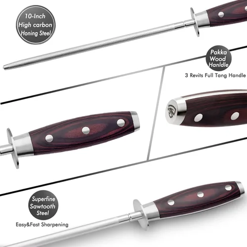 Vista 2 de Cuchillo profesional de 10 pulgadas de acero para afilar con mango