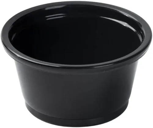Vista 2 de Restaurantware RW Base - Tazas de salsa de 0.8 onzas, 2000 tazas de condimento aptas para microondas, resistentes a las grietas, desechables de Negro