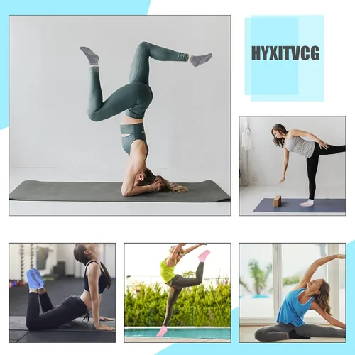 Vista 7 de HYXITVCG Calcetines antideslizantes para yoga pilates barras hogar y hospital para mujer calcetines antideslizantes de yoga con cojín ideales