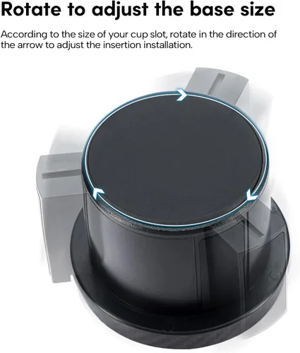 Vista 3 de Adaptador expansor de portavasos para automóvil 2 en 1 con base ajustable, soporte universal para vasos doble para auto, soporte giratorio