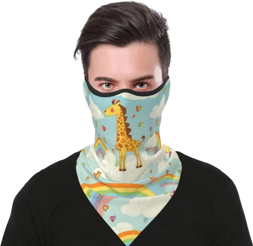 Vista 10 de Máscara de cuello para hombres y mujeres, protección solar UV, resistente al viento, bandana jirafa arco iris, cubierta facial, bufanda