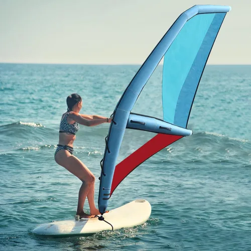 Vista 3 de Vela inflable profesional, tela Oxford Windsurf 45.21 pies ², rotación de base de 360° con bomba inflable para tabla de remo