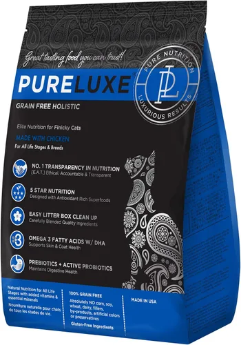 Vista 9 de PURELUXE Alimento para gatos sin granos y gluten, nutrición Elite para gatos adultos, pavo, para todas las etapas de la vida y razas, fabricado