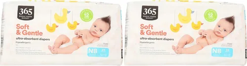 Vista 7 de 365 by Whole Foods Market, Pañales suaves y suaves para recién nacidos con indicador de humedad, ultra absorbentes, hipoalergénicos, 36